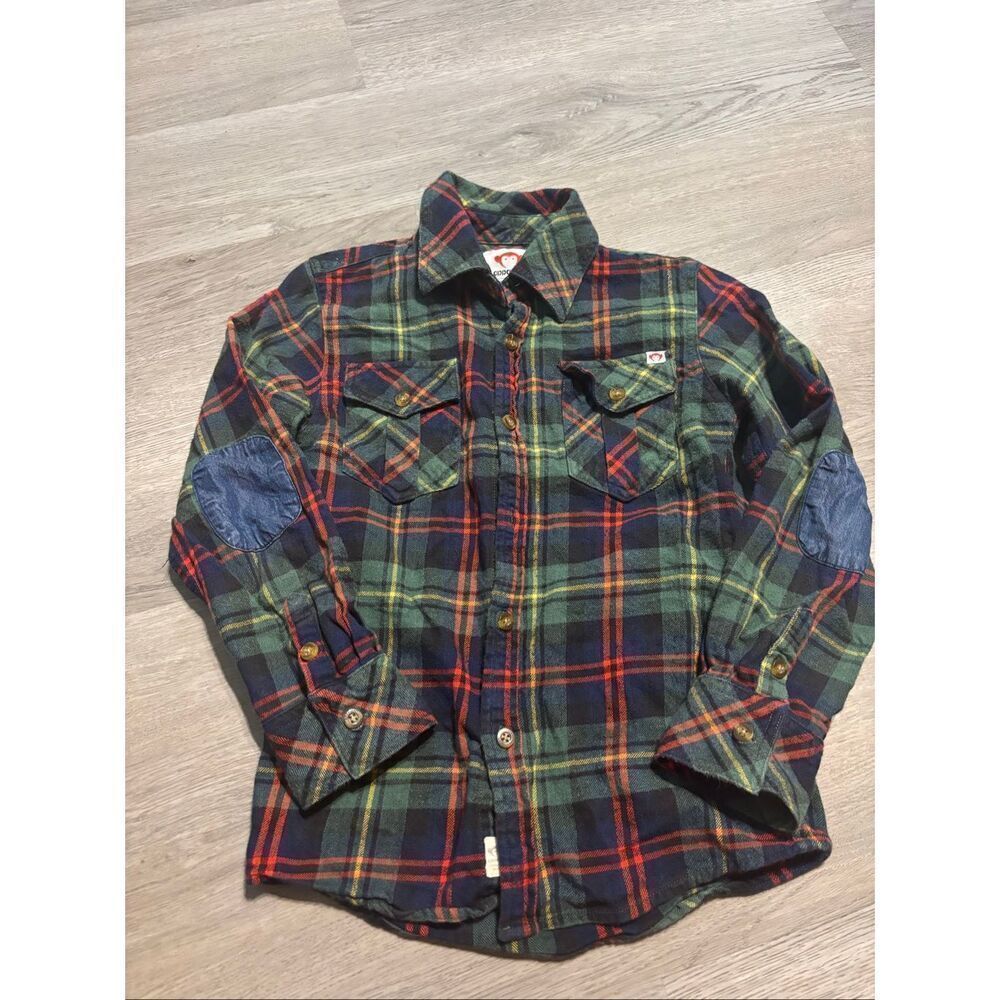 Appaman Boys Plaid Button Down Shirt Size 8 Green Red 100% Cotton